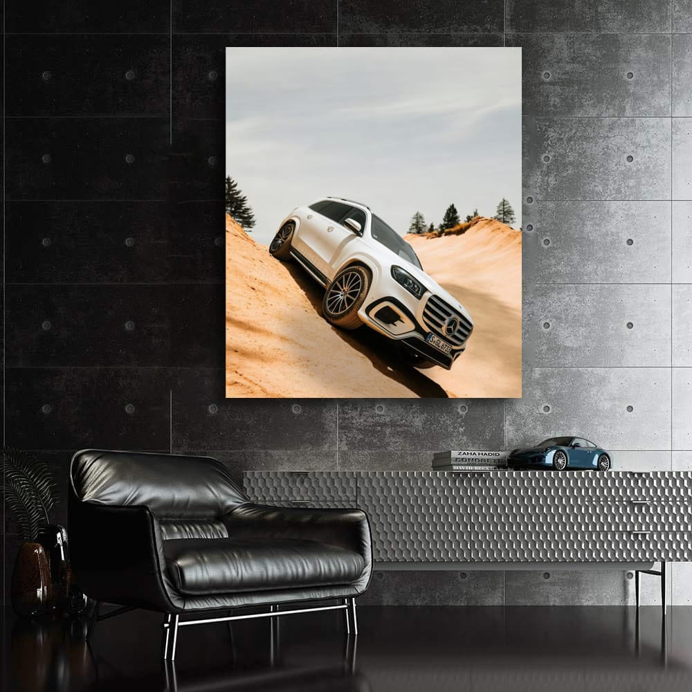 Mercedes White Gls In Deser Wall Art