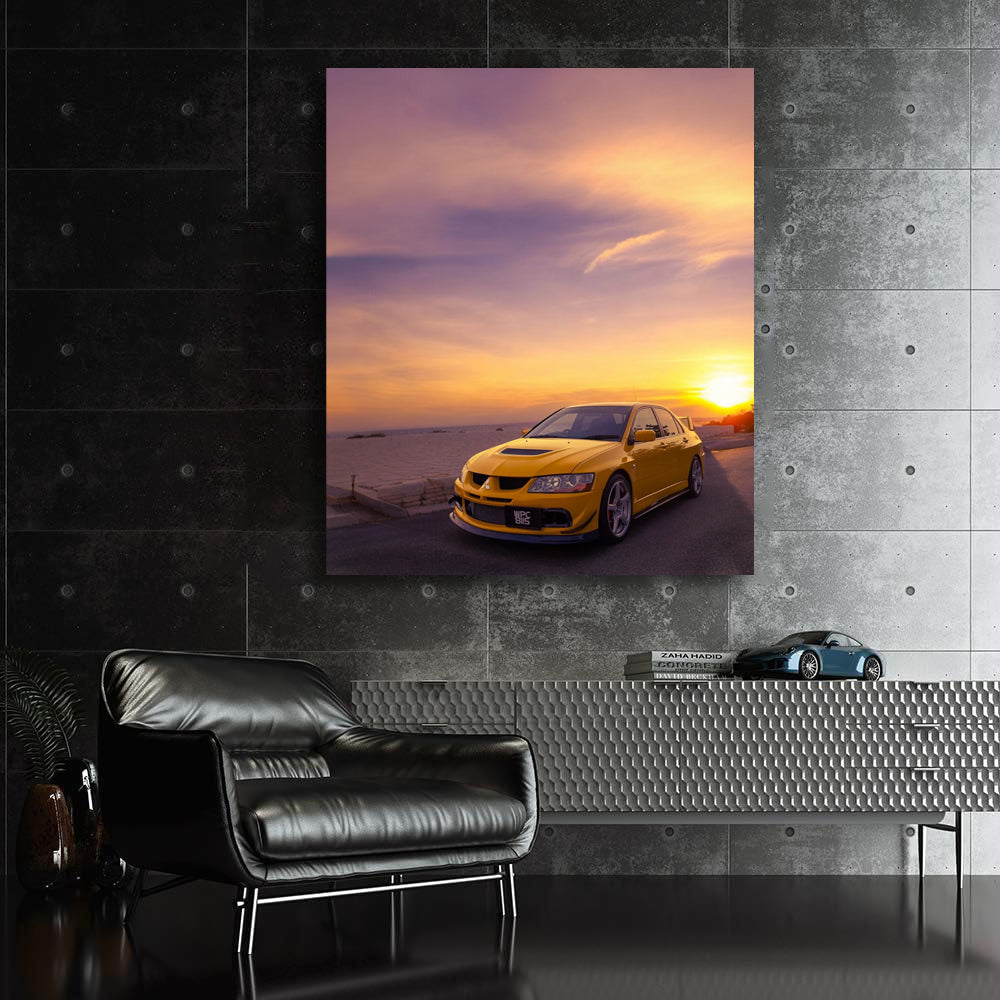 Mitsubishi Lancer at Sunset - Sleek and Sporty Ride