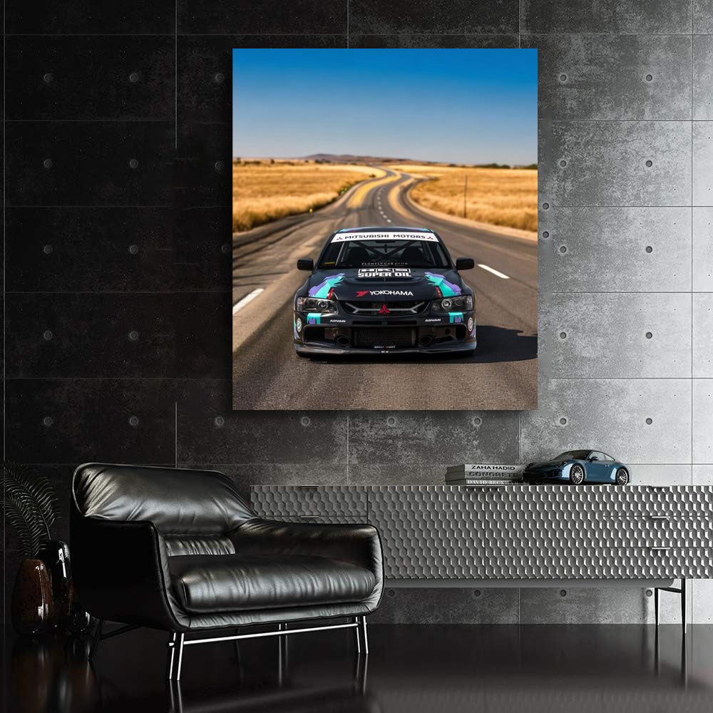 Black Mitsubishi Lancer Cruising Road - Sleek and Bold