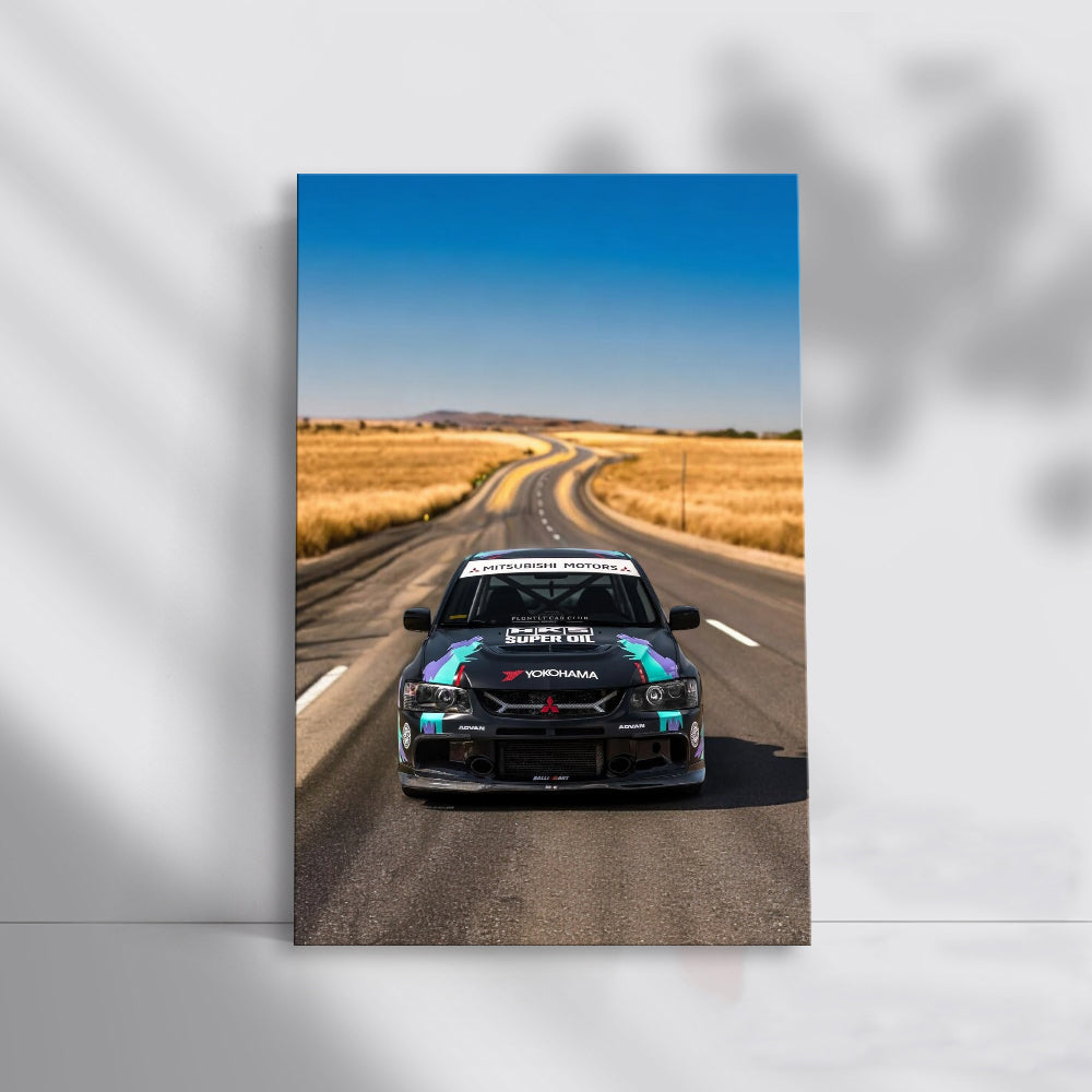 Black Mitsubishi Lancer Cruising Road - Sleek and Bold