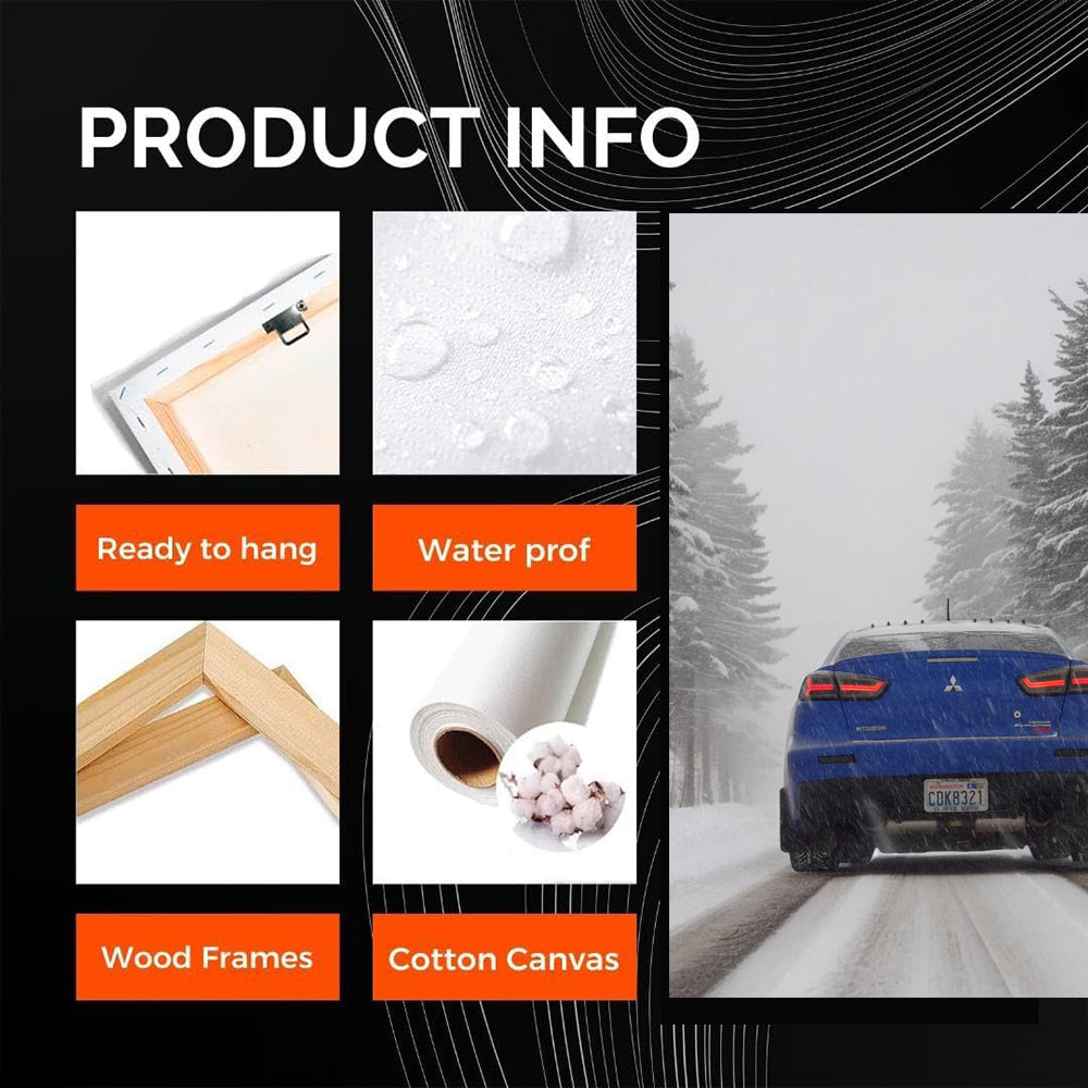 Blue Mitsubishi Lancer in Snow - Sleek and Dynamic Ride