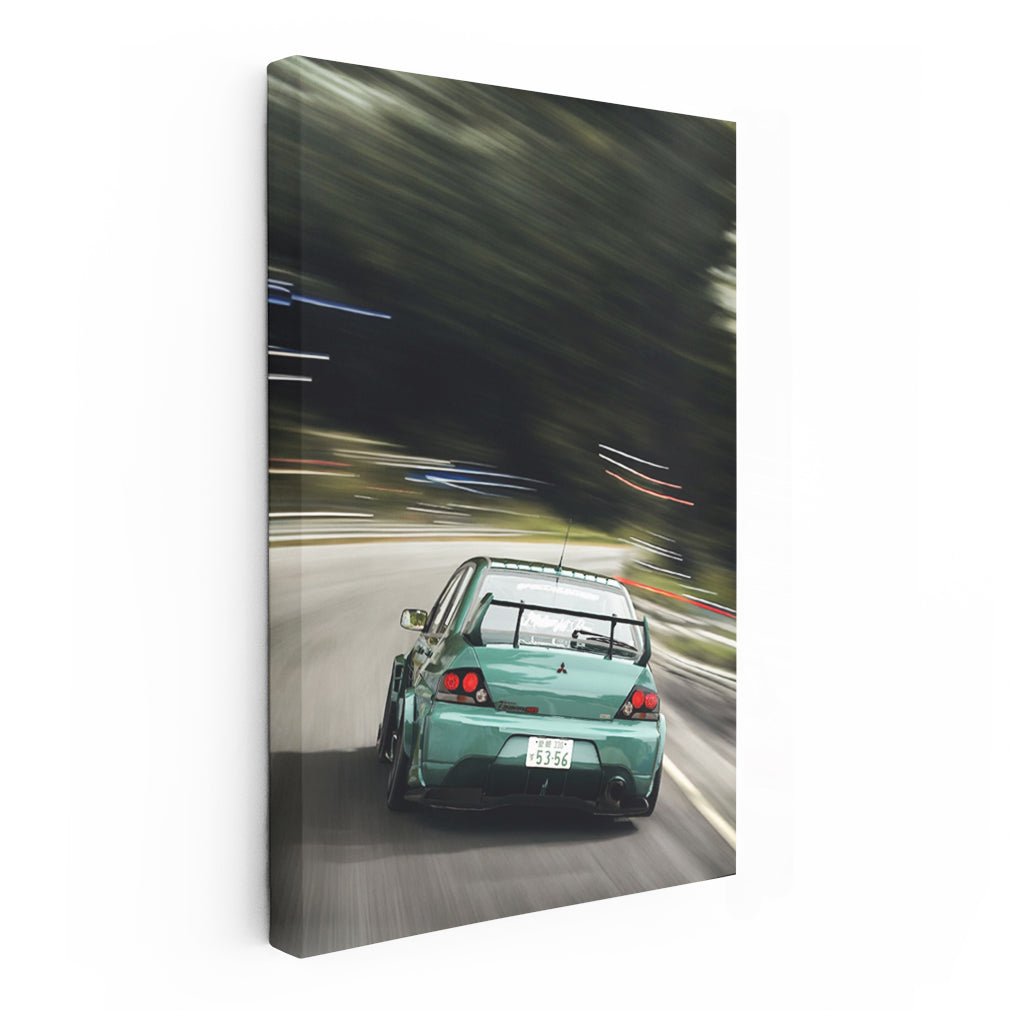 Mitsubishi Lancer Cruising Down Highway - Sporty Elegance