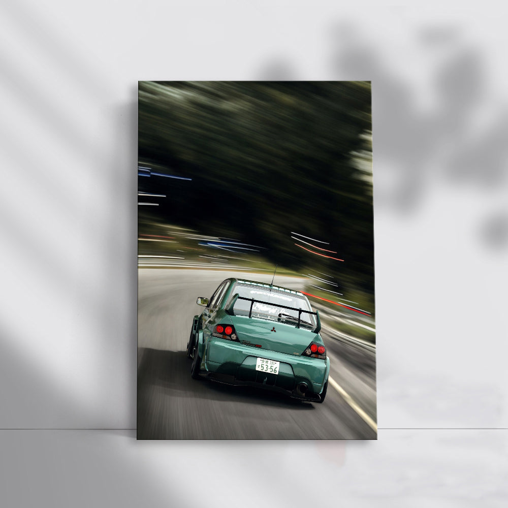 Mitsubishi Lancer Cruising Down Highway - Sporty Elegance
