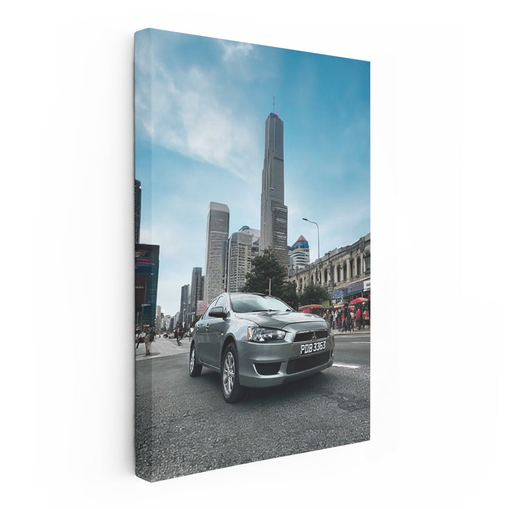Mitsubishi Lancer Gray in Urban Jungle - Thrilling Ride