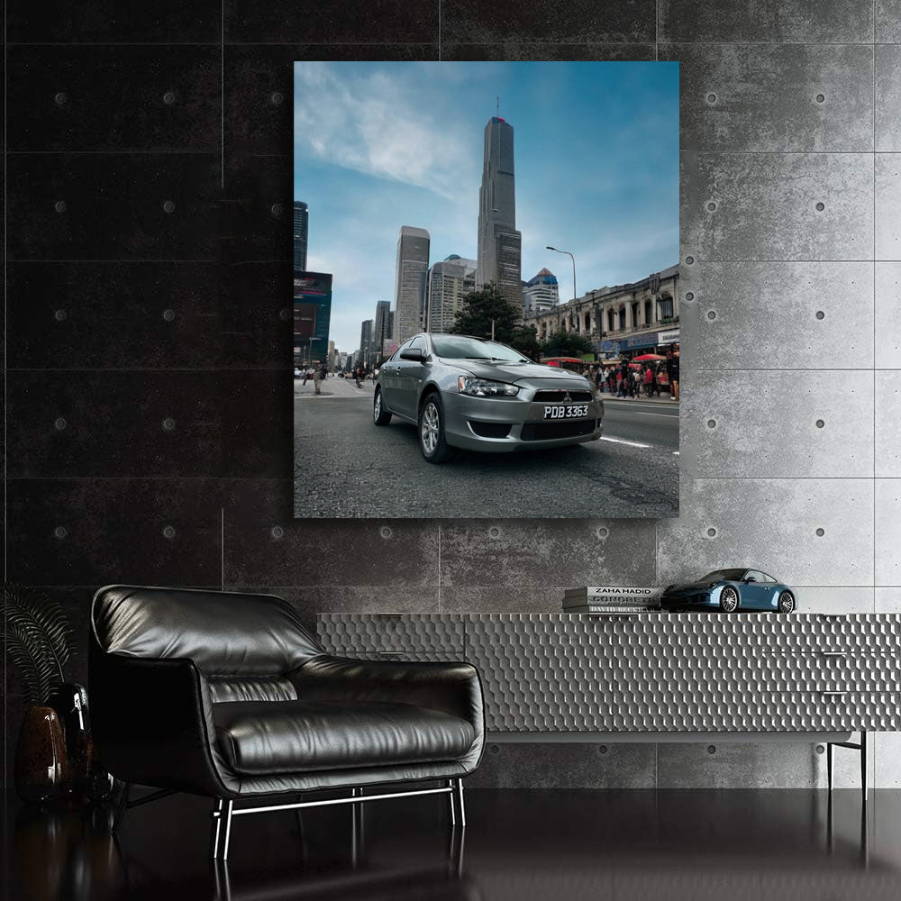 Mitsubishi Lancer Gray in Urban Jungle - Thrilling Ride