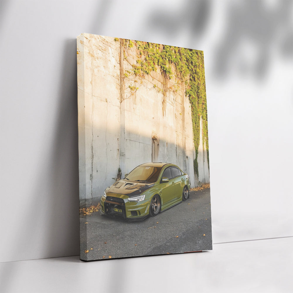 Green Mitsubishi Lancer by Wall - Speed and Style Embodied