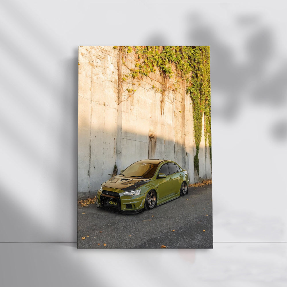 Green Mitsubishi Lancer by Wall - Speed and Style Embodied
