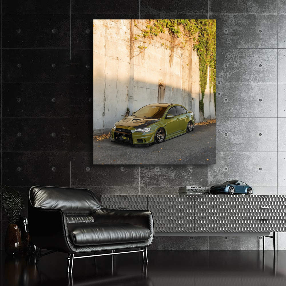 Green Mitsubishi Lancer by Wall - Speed and Style Embodied