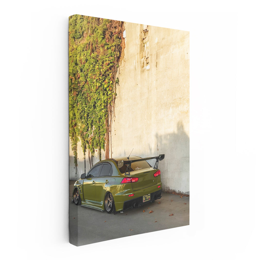 Green Mitsubishi Lancer by Wall - Sporty and Stylish