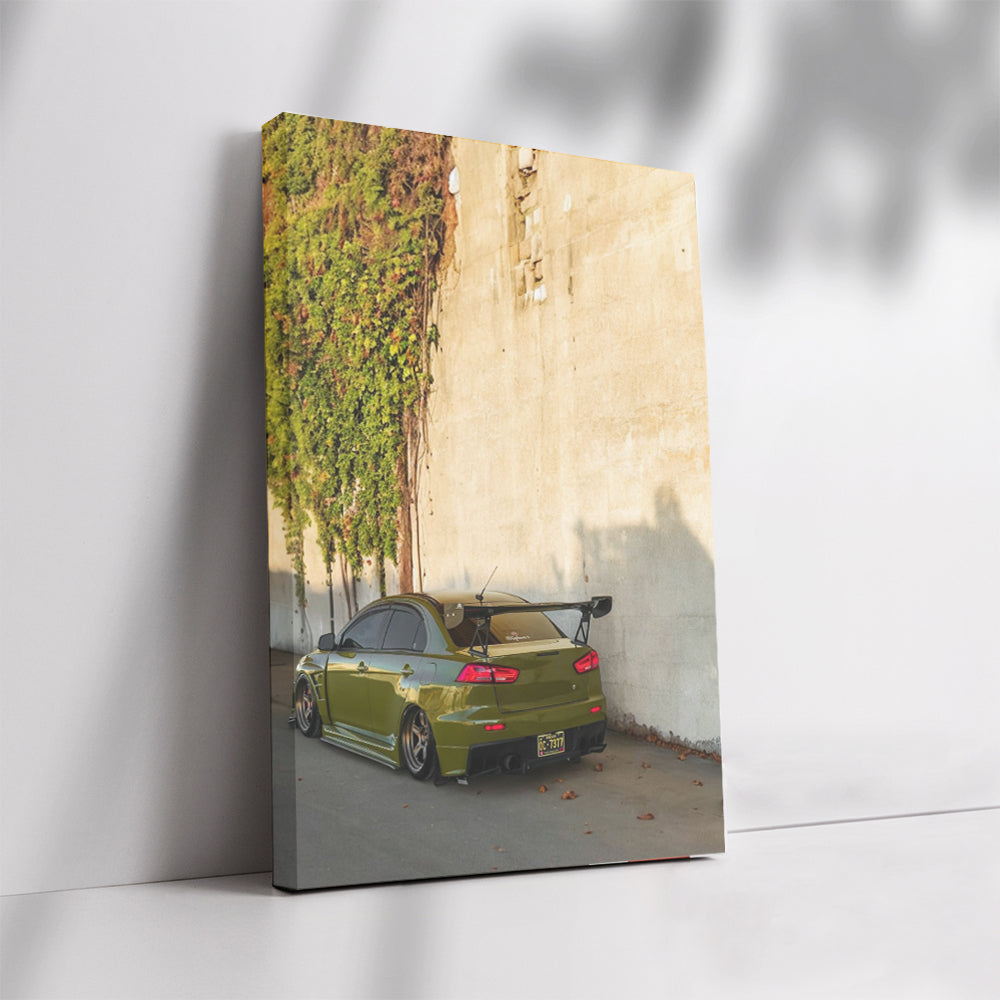 Green Mitsubishi Lancer by Wall - Sporty and Stylish
