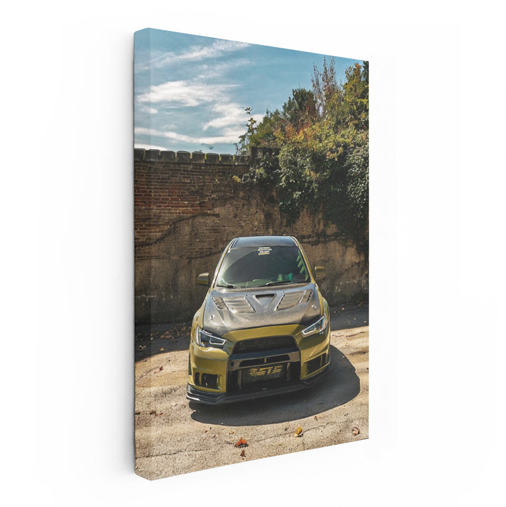 Green Mitsubishi Lancer in Mountain Landscape - Sporty and Stylish