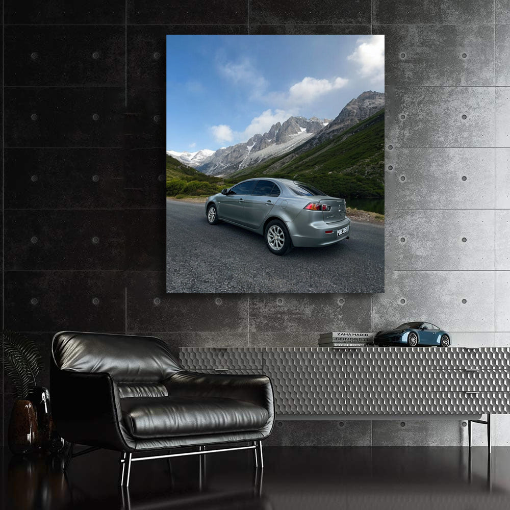 Grey Mitsubishi Lancer in Mountainous Terrain - Rugged Elegance