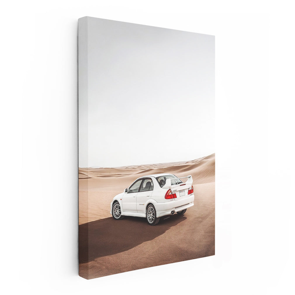 Mitsubishi Lancer Zooming Through Desert - Rugged Style