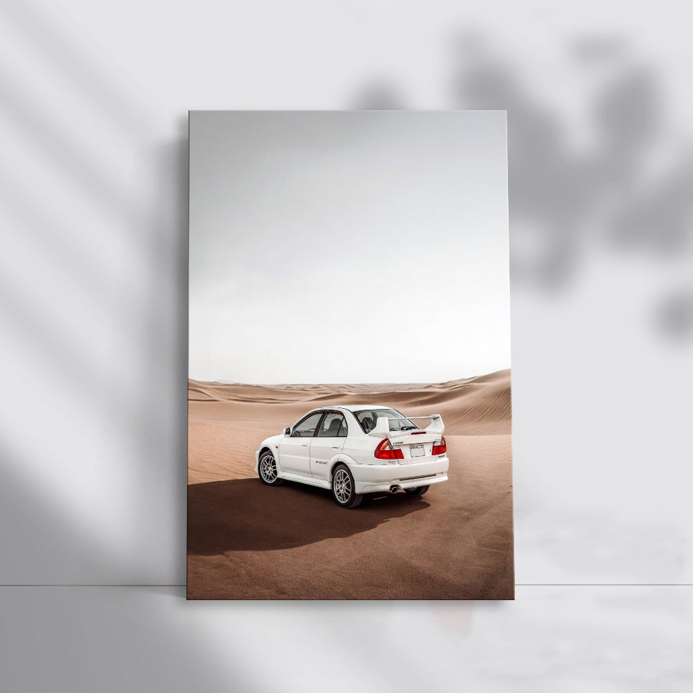 Mitsubishi Lancer Zooming Through Desert - Rugged Style