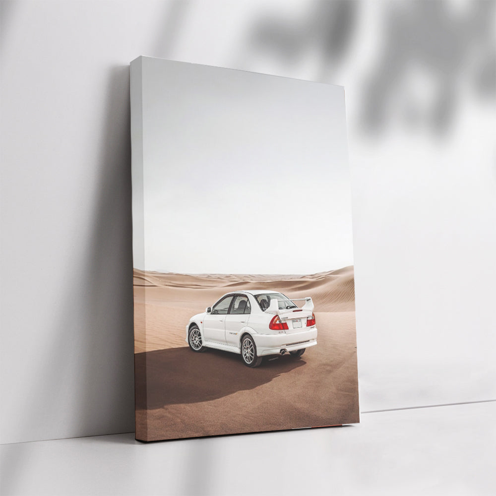 Mitsubishi Lancer Zooming Through Desert - Rugged Style