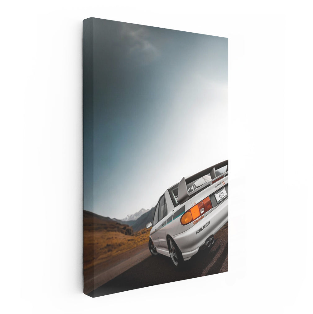 Vintage Mitsubishi Lancer Adventure in Mountainous Terrain
