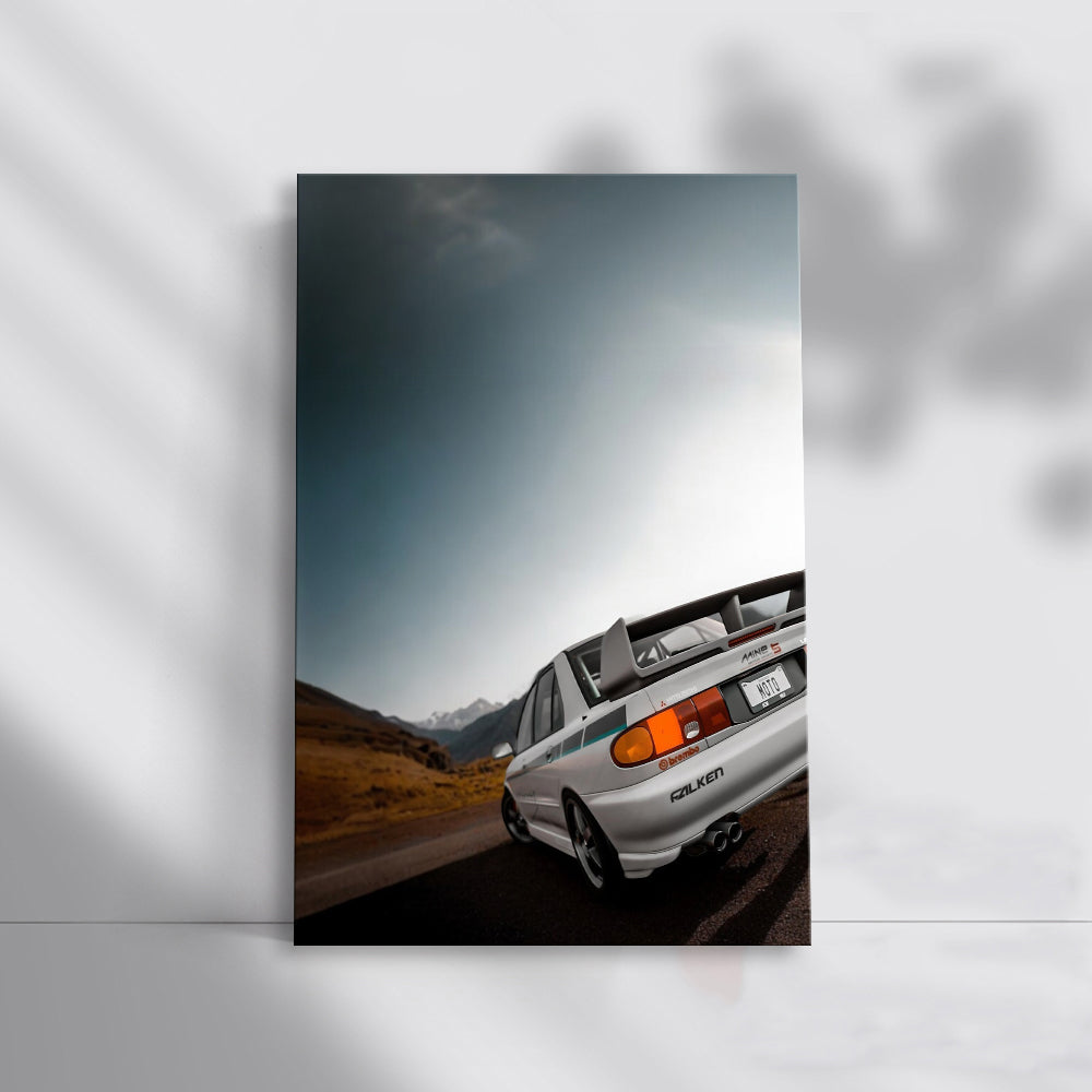 Vintage Mitsubishi Lancer Adventure in Mountainous Terrain
