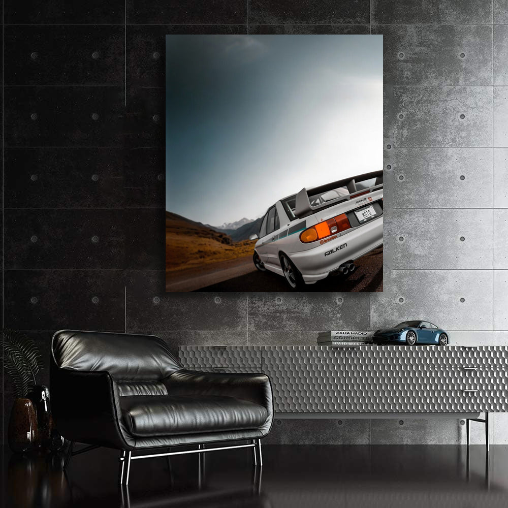 Vintage Mitsubishi Lancer Adventure in Mountainous Terrain