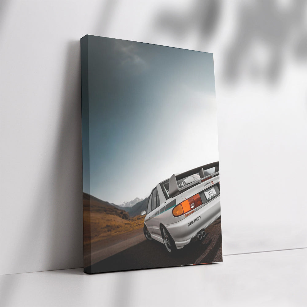 Vintage Mitsubishi Lancer Adventure in Mountainous Terrain