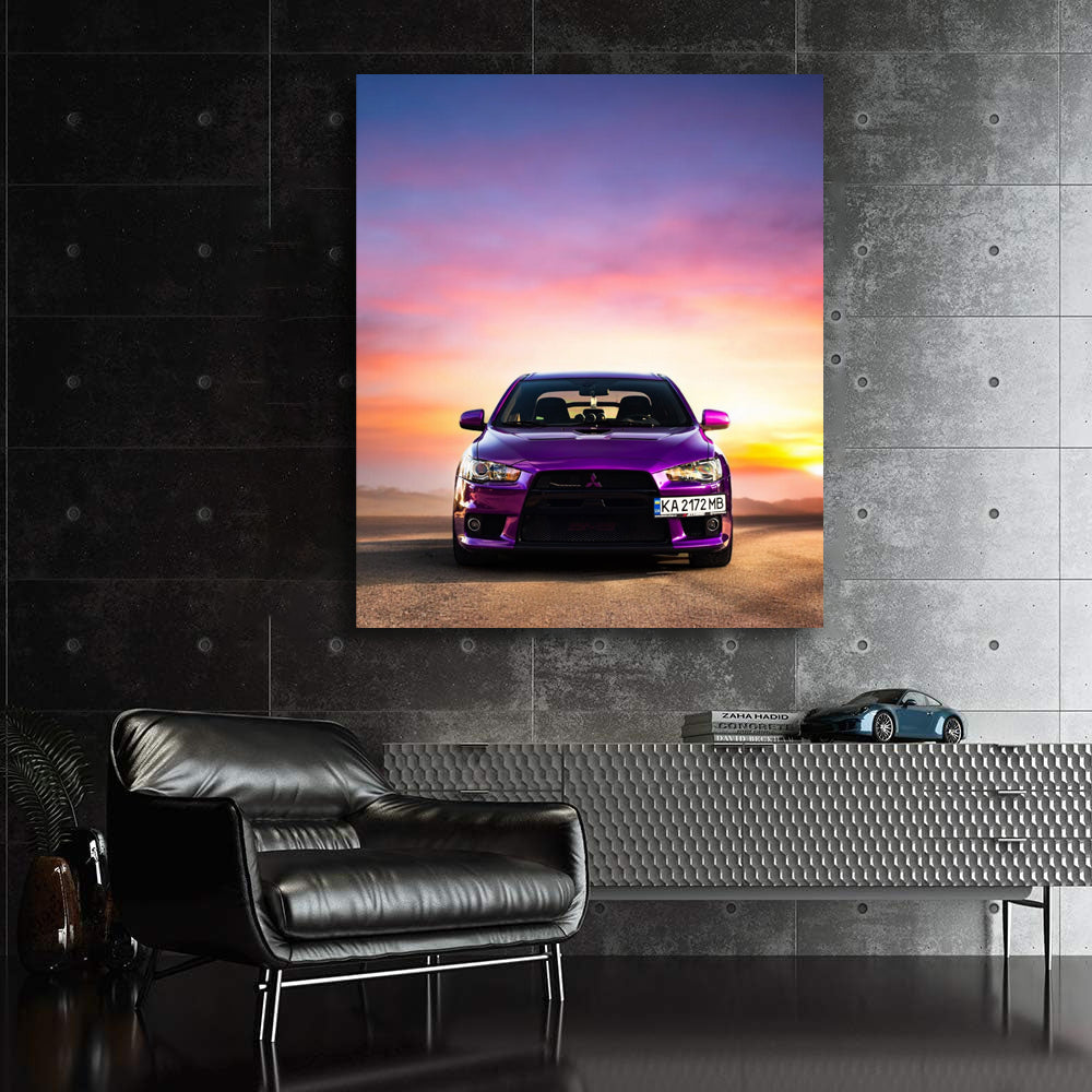 Purple Mitsubishi Lancer at Sunset - Stylish Performance
