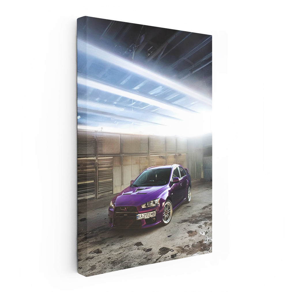 Purple Mitsubishi Lancer in Garage - Stylish and Bold