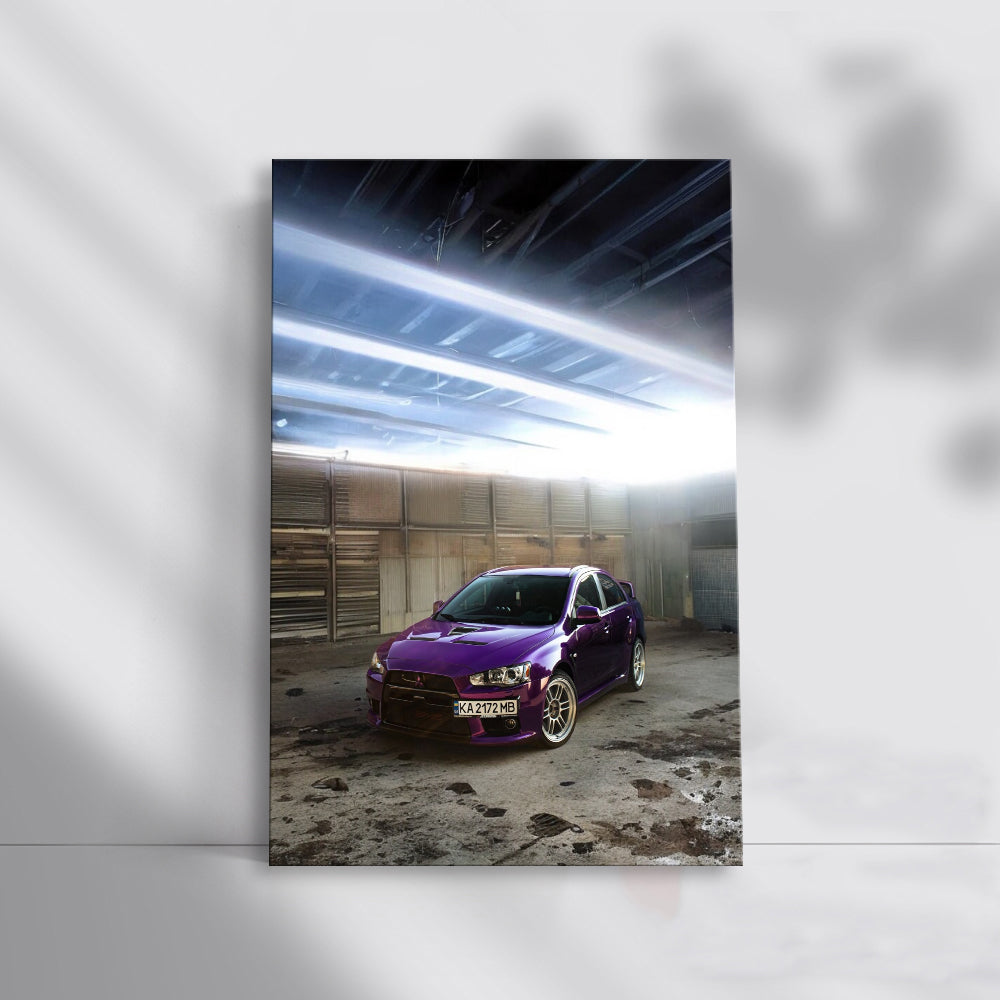 Purple Mitsubishi Lancer in Garage - Stylish and Bold