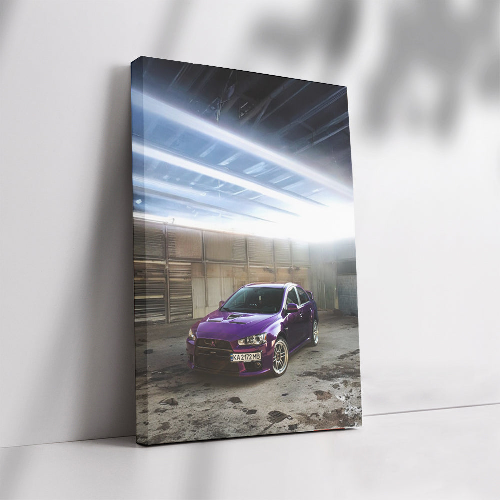 Purple Mitsubishi Lancer in Garage - Stylish and Bold