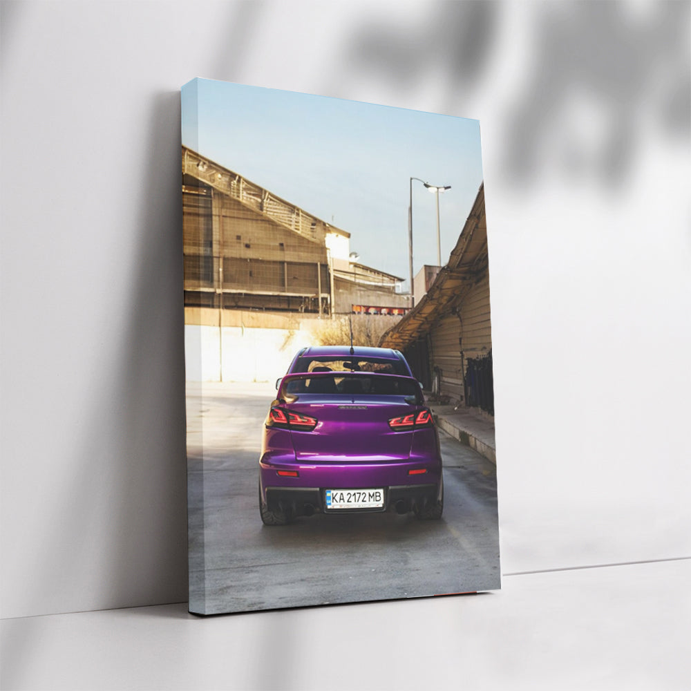 Purple Mitsubishi Lancer in Garage - Sporty and Bold