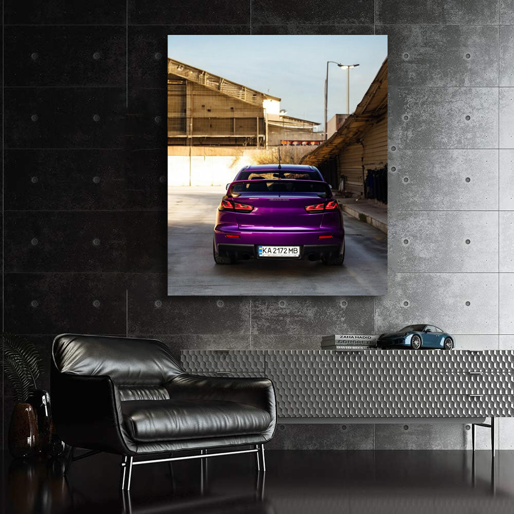 Purple Mitsubishi Lancer in Garage - Sporty and Bold