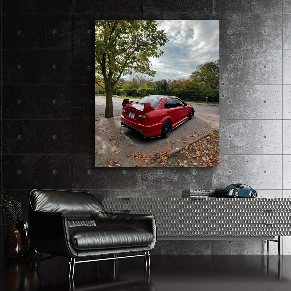 Mitsubishi Lancer in Red at Park - Sporty and Dynamic