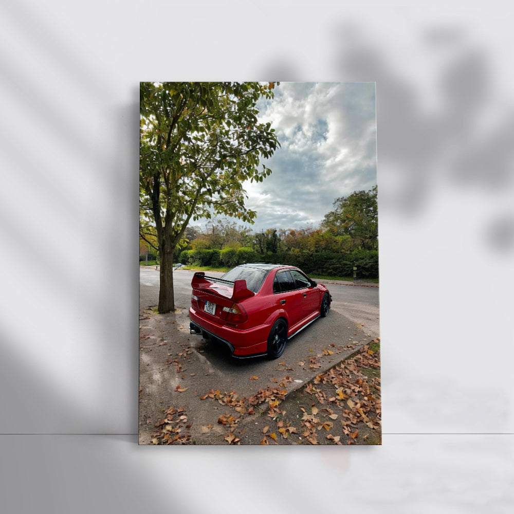 Mitsubishi Lancer in Red at Park - Sporty and Dynamic