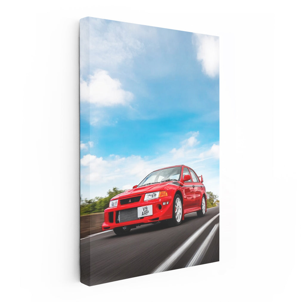 Red Mitsubishi Lancer Cruising - Sleek and Sporty Ride