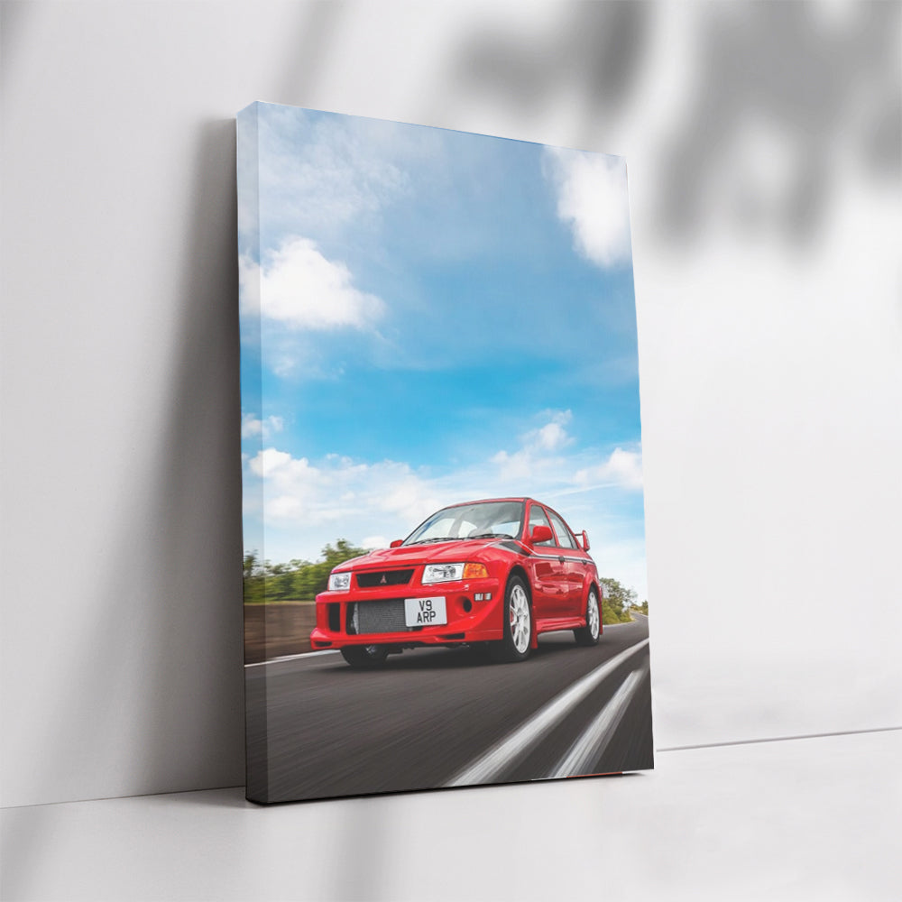 Red Mitsubishi Lancer Cruising - Sleek and Sporty Ride