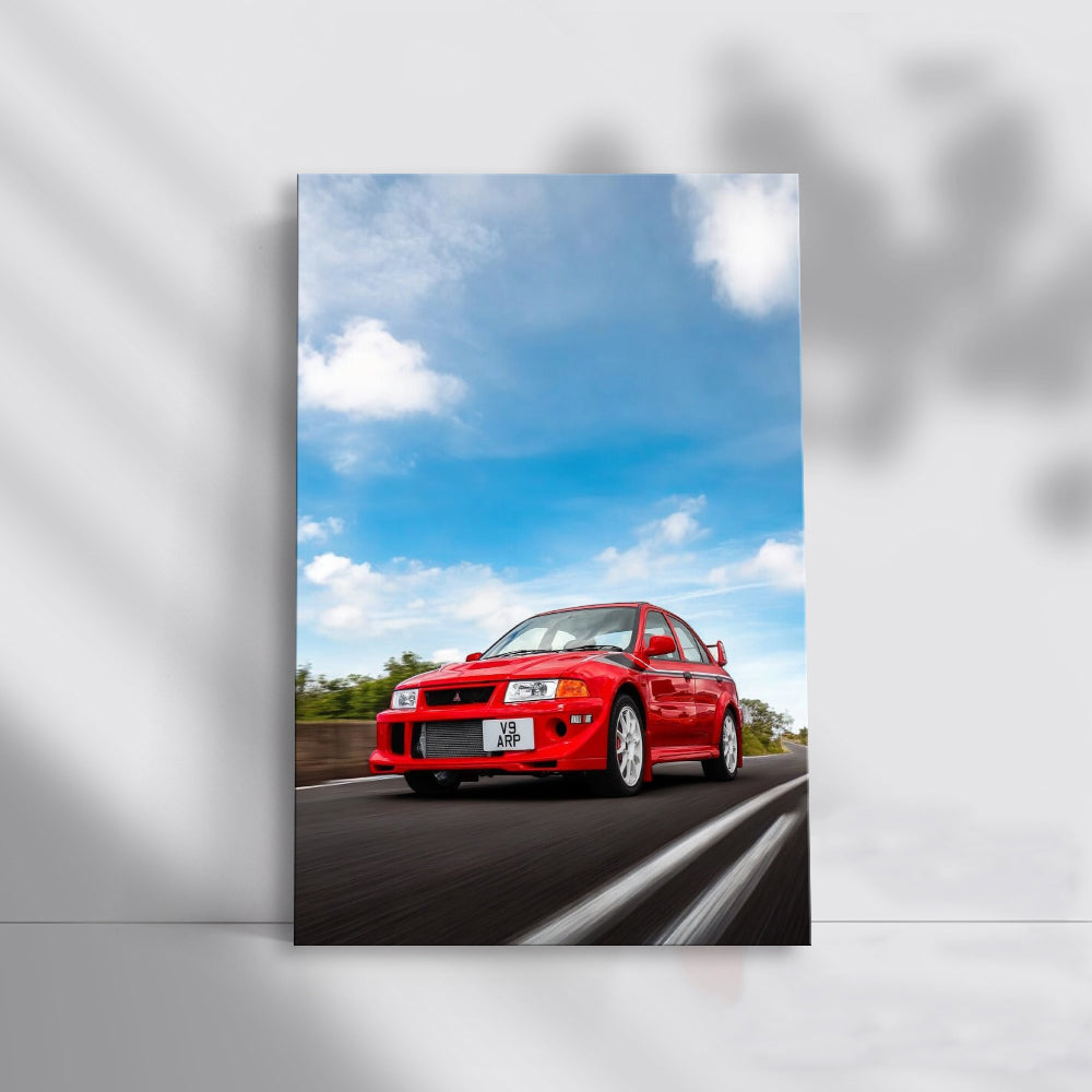 Red Mitsubishi Lancer Cruising - Sleek and Sporty Ride