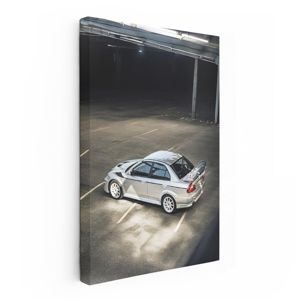 Mitsubishi Lancer in Silver: Sleek Parking Lot Icon