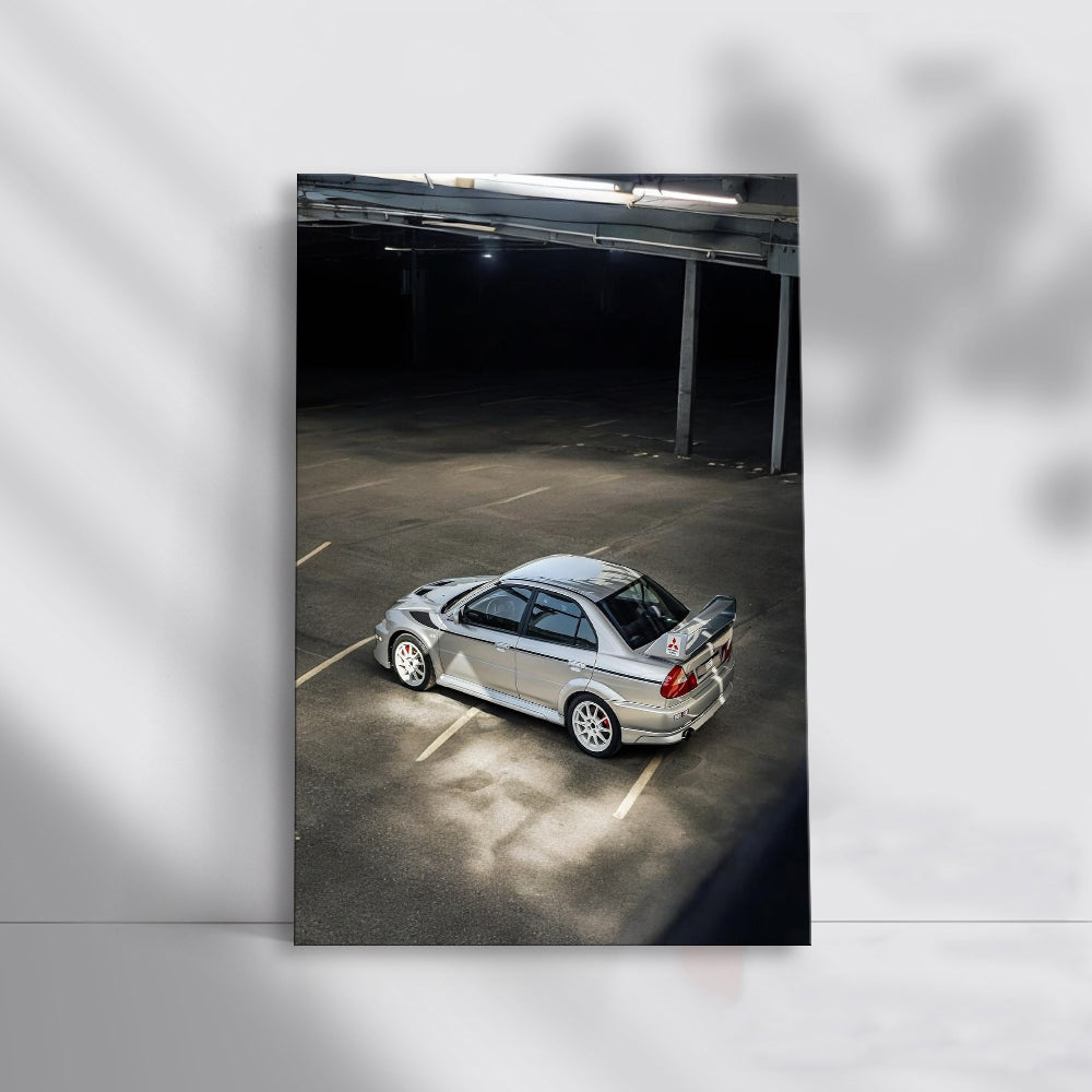 Mitsubishi Lancer in Silver: Sleek Parking Lot Icon