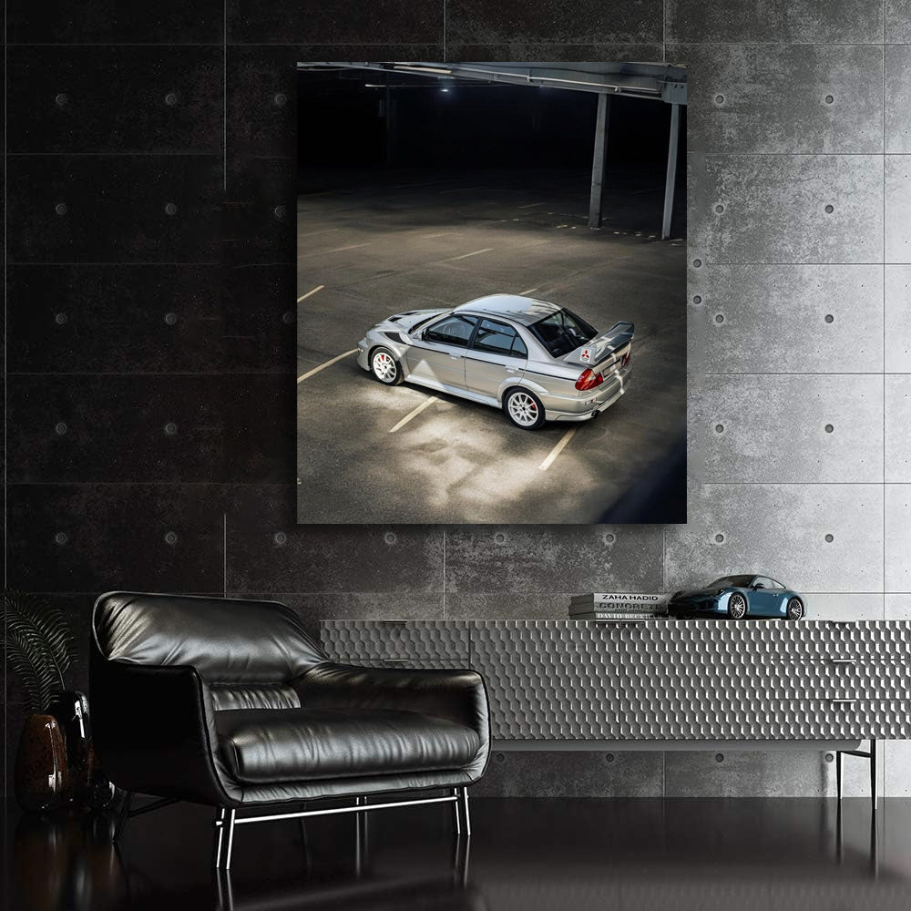 Mitsubishi Lancer in Silver: Sleek Parking Lot Icon