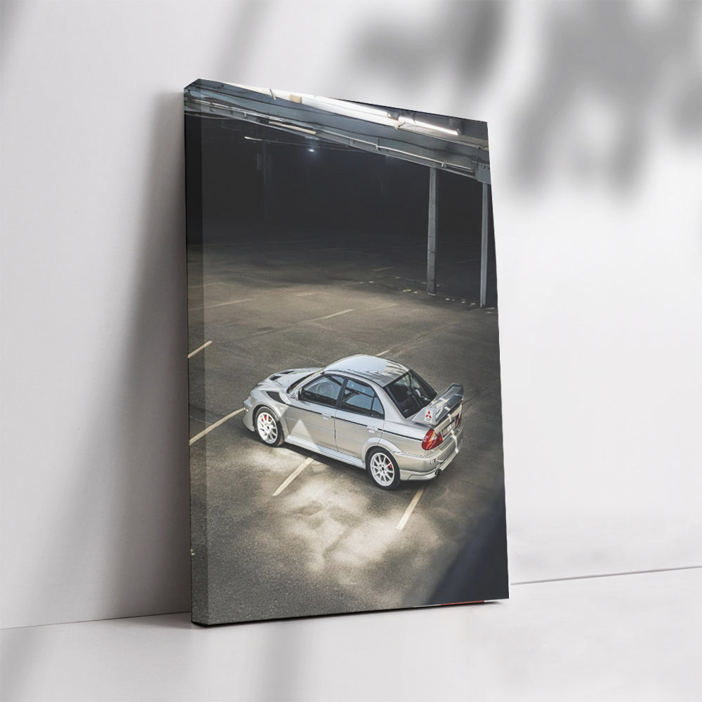 Mitsubishi Lancer in Silver: Sleek Parking Lot Icon