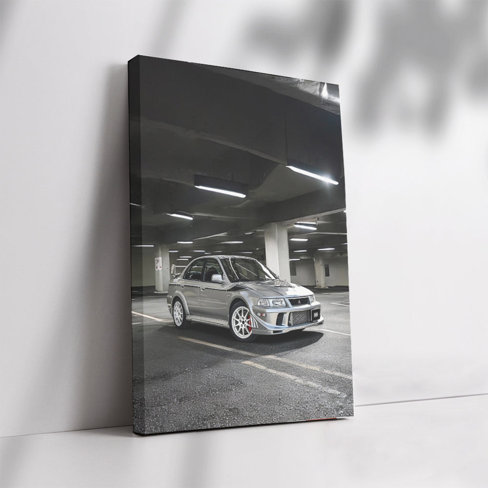 Silver Mitsubishi Lancer in Parking Lot - Sporty and Sleek