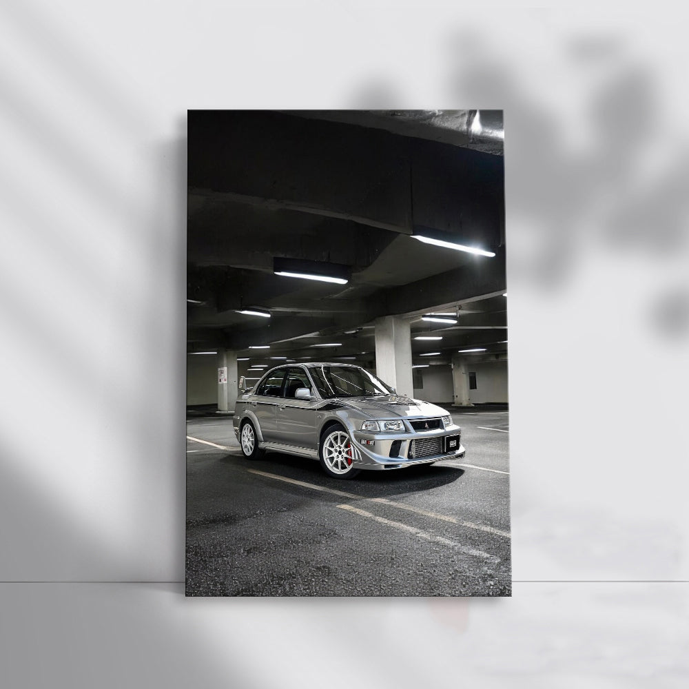 Silver Mitsubishi Lancer in Parking Lot - Sporty and Sleek