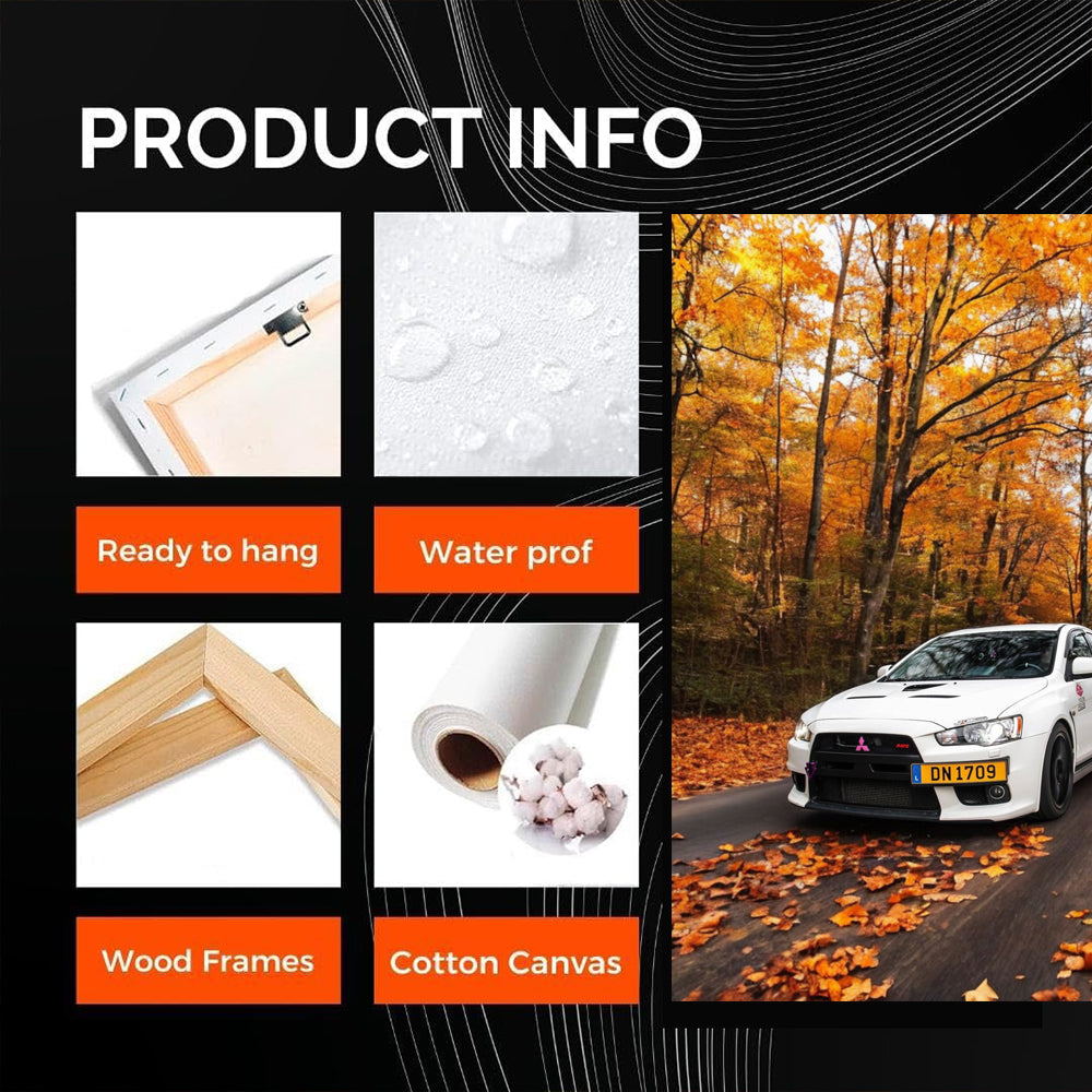 Mitsubishi Lancer in White Amid Autumn Woods - Style & Speed