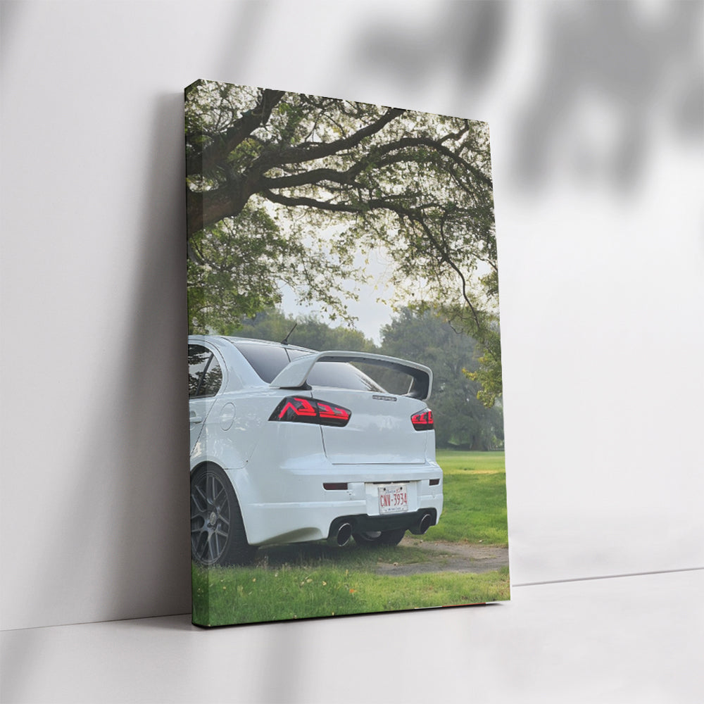 White Mitsubishi Lancer Parked Gracefully - Sleek and Sporty