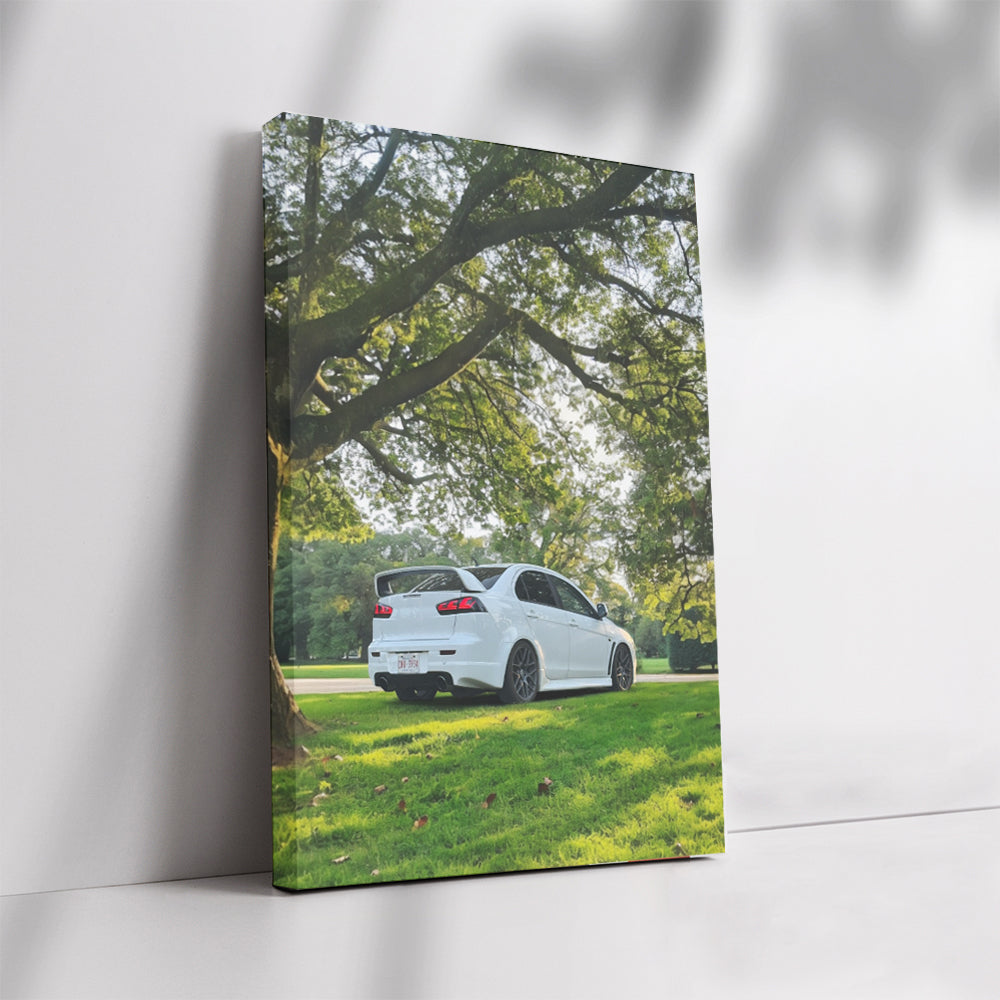 White Mitsubishi Lancer Parked: Elegant Design and Performance