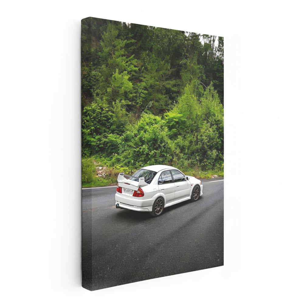White Mitsubishi Lancer Cruising - Sporty and Dynamic