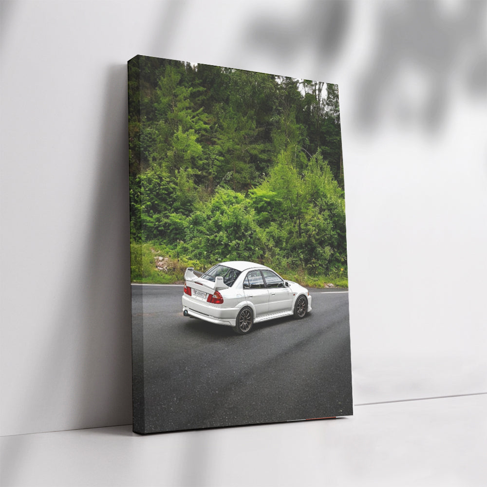 White Mitsubishi Lancer Cruising - Sporty and Dynamic