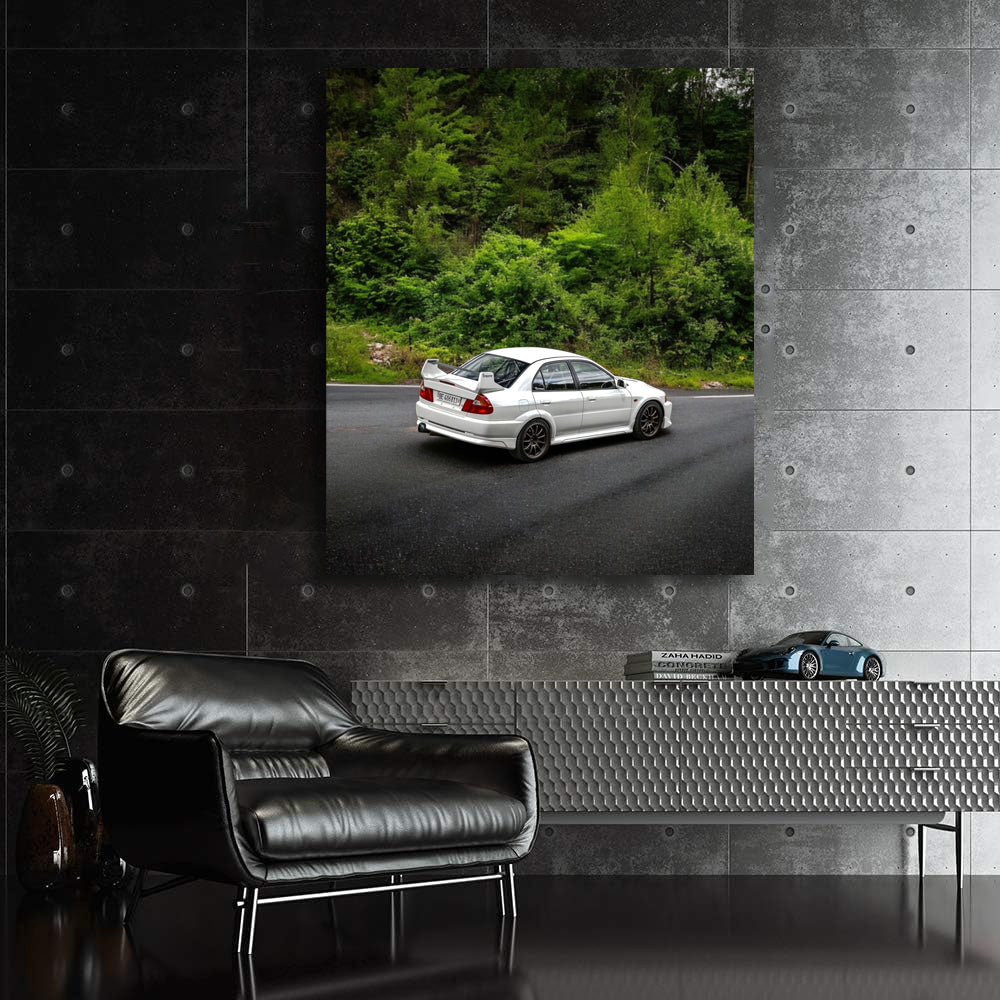 White Mitsubishi Lancer Cruising - Sporty and Dynamic