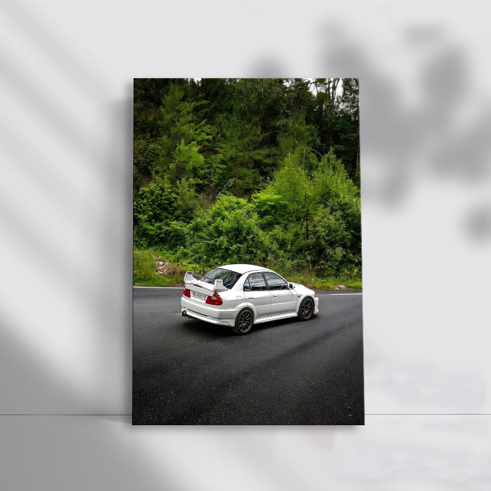 White Mitsubishi Lancer Cruising - Sporty and Dynamic