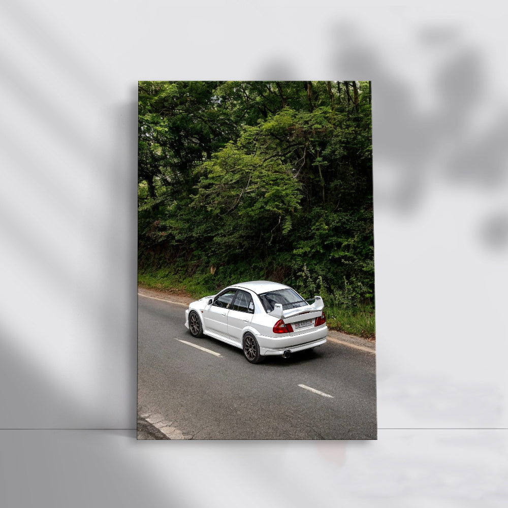 White Mitsubishi Lancer Racing on Highway - Speed Thrills