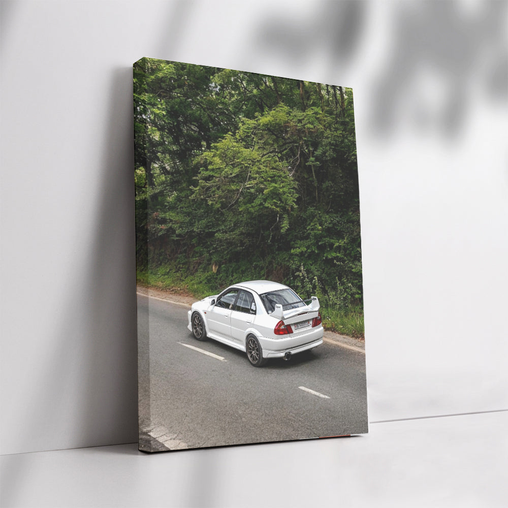 White Mitsubishi Lancer Racing on Highway - Speed Thrills
