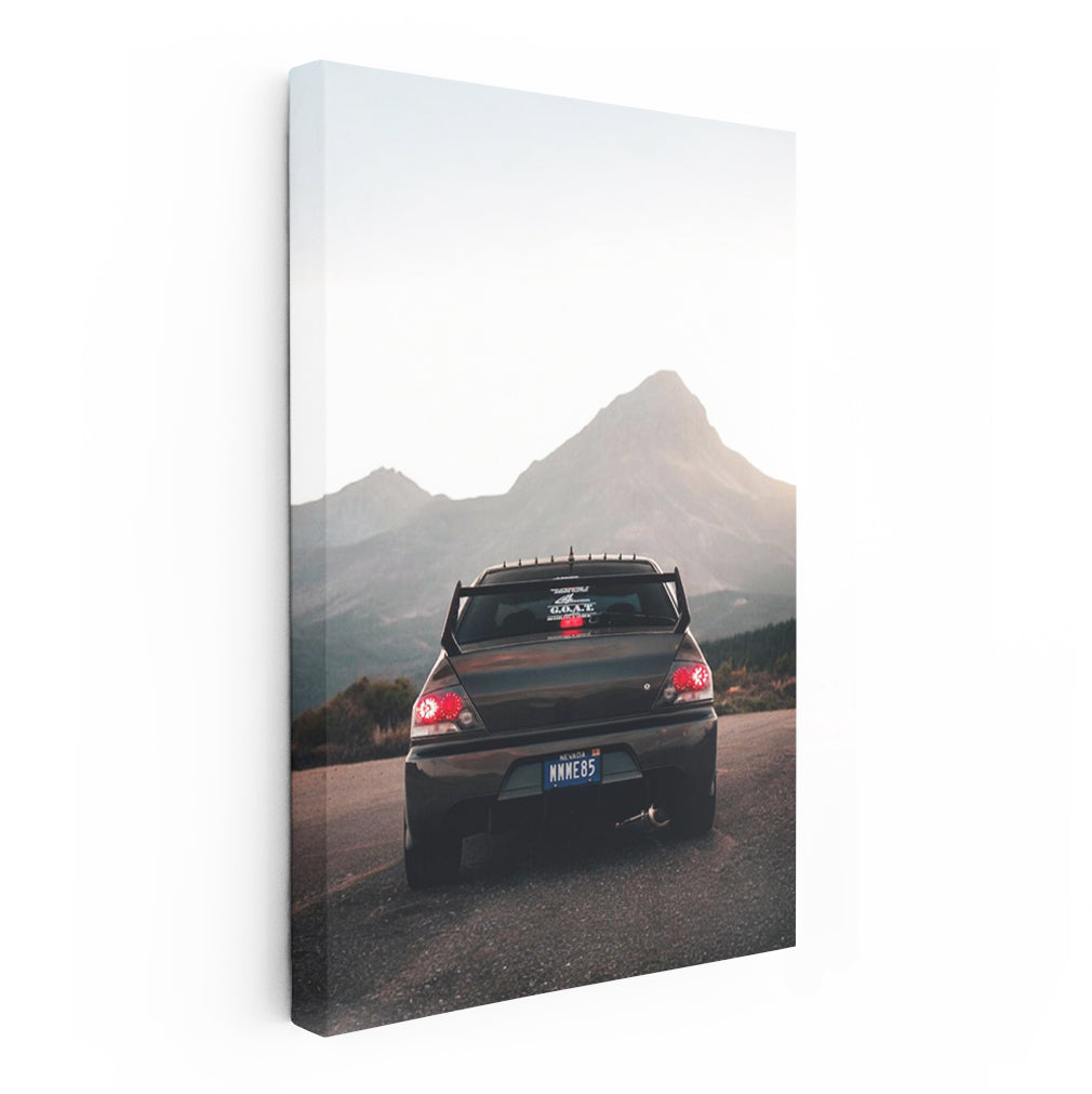 Mitsubishi Lancer with Mountain Backdrop - Rugged Performance